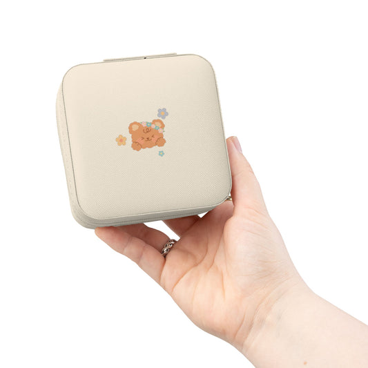 Compact Floral Jewelry Travel Case – Portable Ring & Earring Organizer