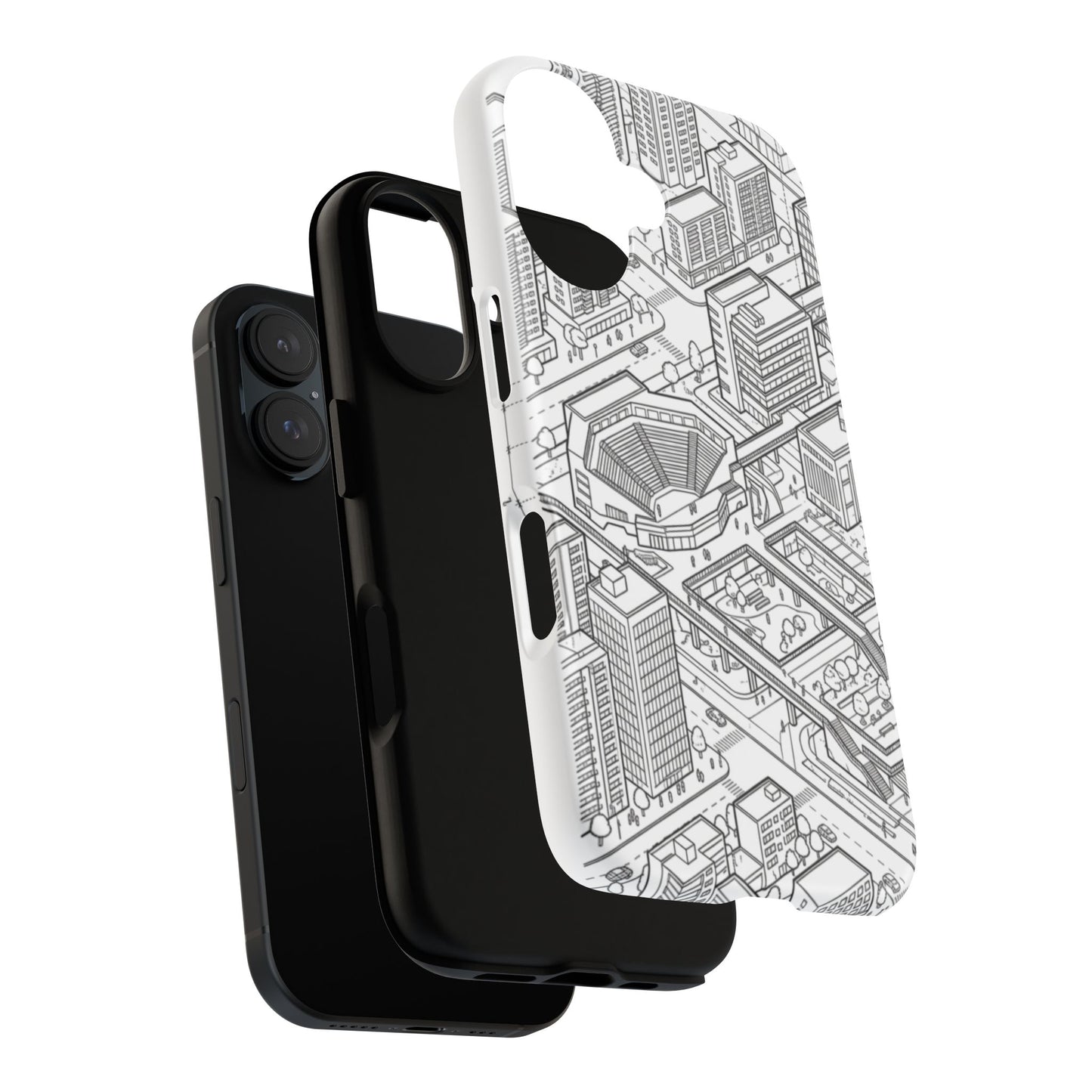 City Grid Tough Phone Case — Isometric Urban Map Protective Cover
