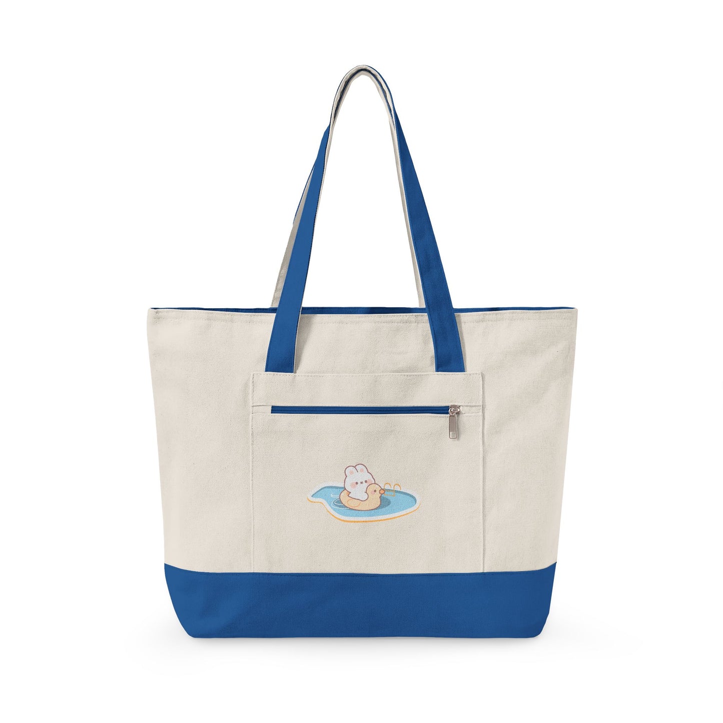 Cute Bunny on Float Zippered Canvas Tote