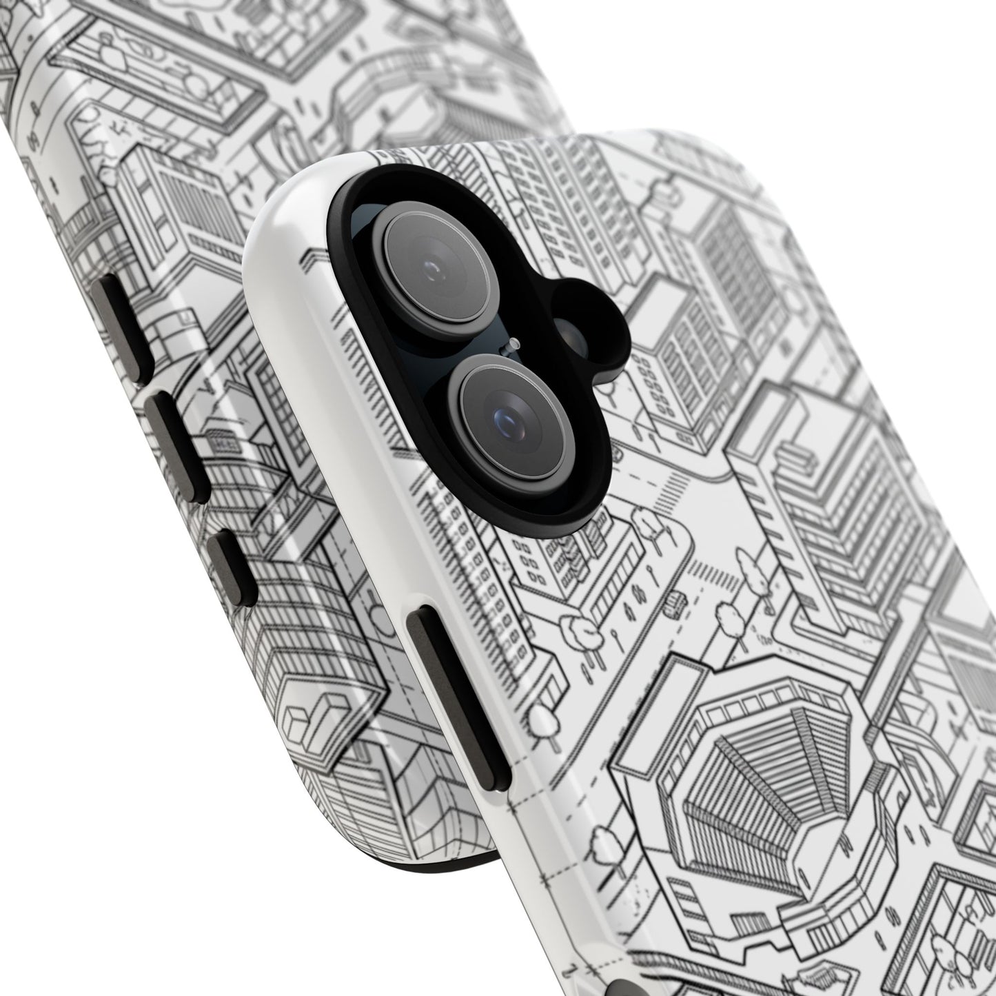 City Grid Tough Phone Case — Isometric Urban Map Protective Cover