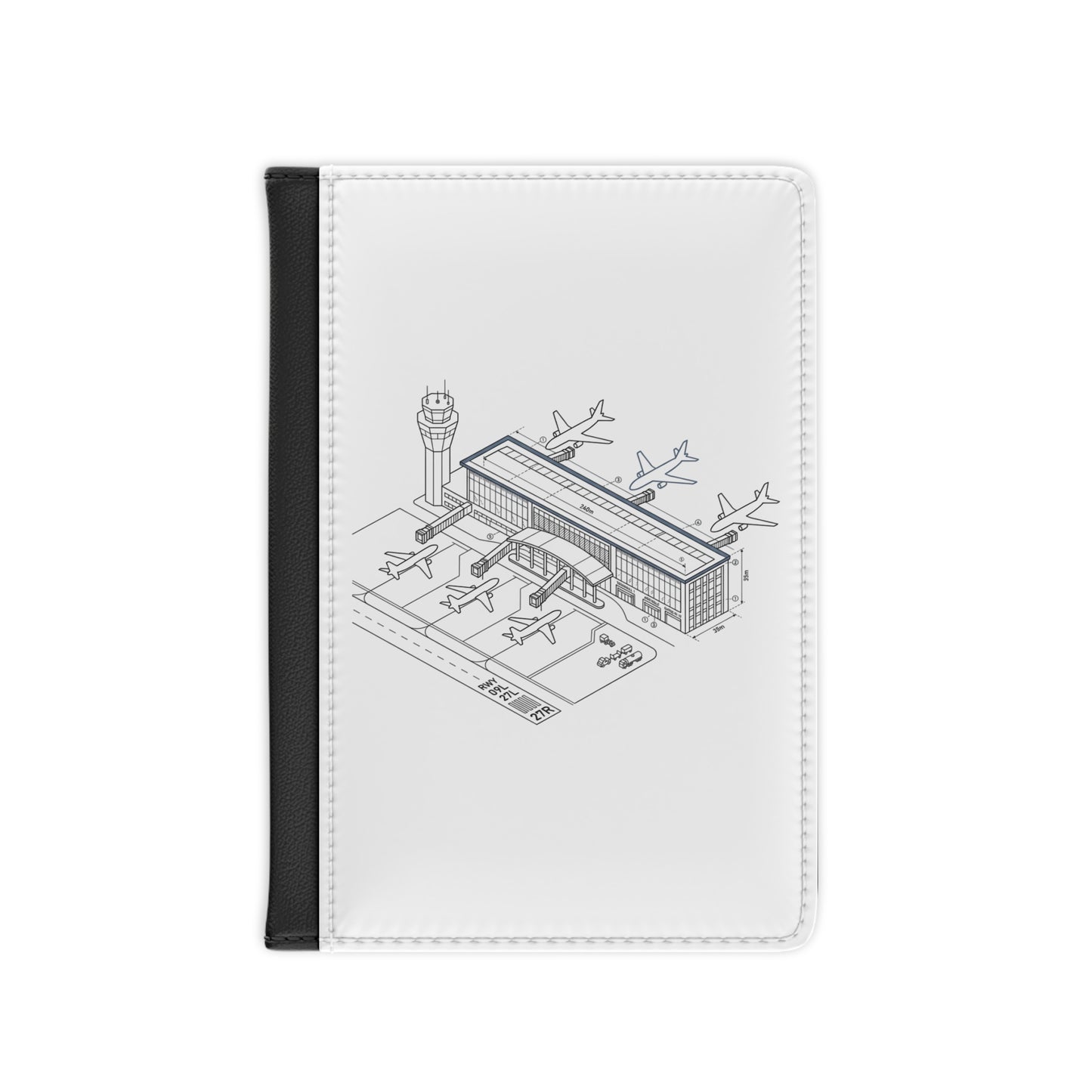 Airport Terminal Passport Cover — Minimal Isometric Airport Design