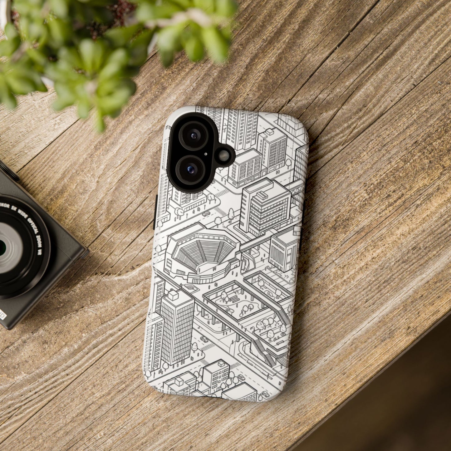 City Grid Tough Phone Case — Isometric Urban Map Protective Cover