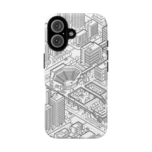City Grid Tough Phone Case — Isometric Urban Map Protective Cover