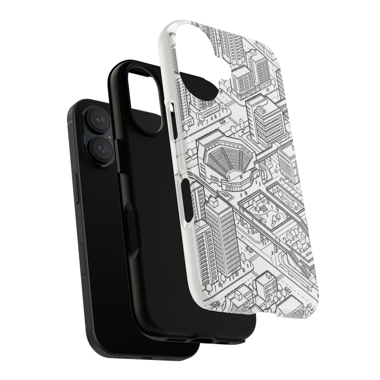 City Grid Tough Phone Case — Isometric Urban Map Protective Cover